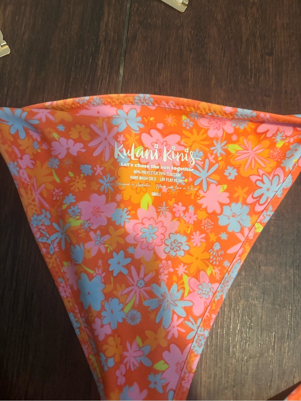 Kulani Kinis Orange women swimsuit Bikini with Pink & Light Blue Flowers - Picture 9 of 9